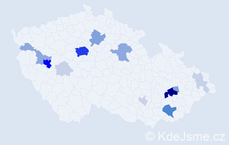 Příjmení: 'Kubanová', počet výskytů 53 v celé ČR