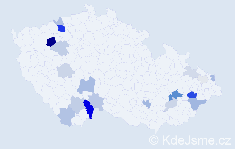 Příjmení: 'Válečková', počet výskytů 50 v celé ČR