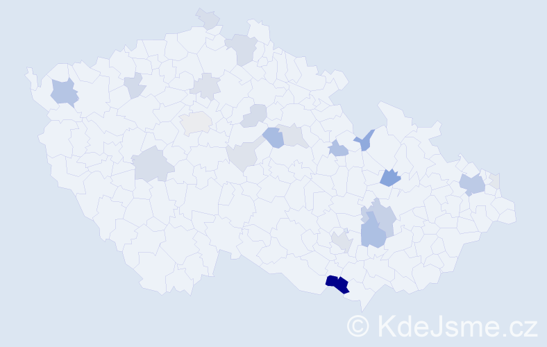 Příjmení: 'Ružička', počet výskytů 67 v celé ČR