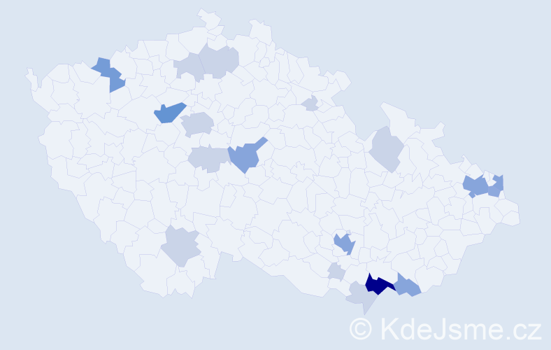 Příjmení: 'Chocholáčková', počet výskytů 48 v celé ČR