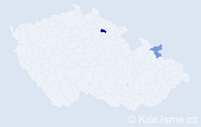 Příjmení: 'Gusta', počet výskytů 2 v celé ČR