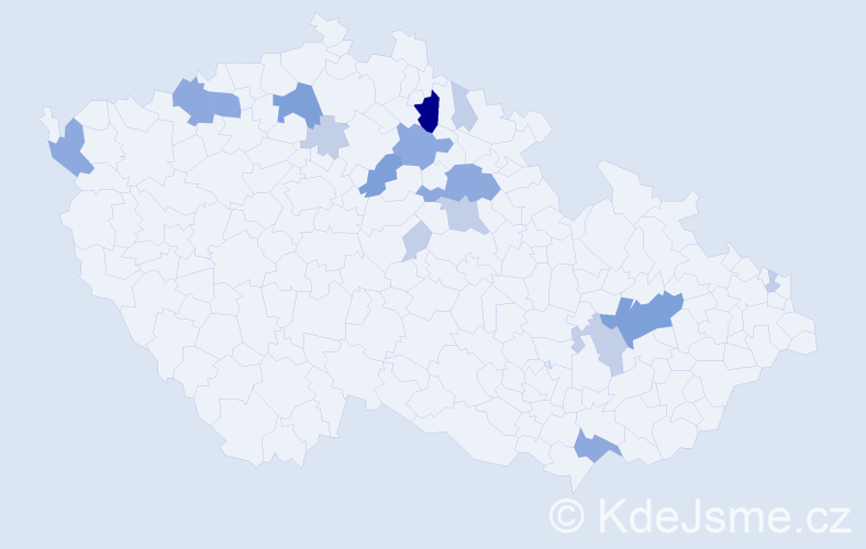 Příjmení: 'Mórová', počet výskytů 38 v celé ČR