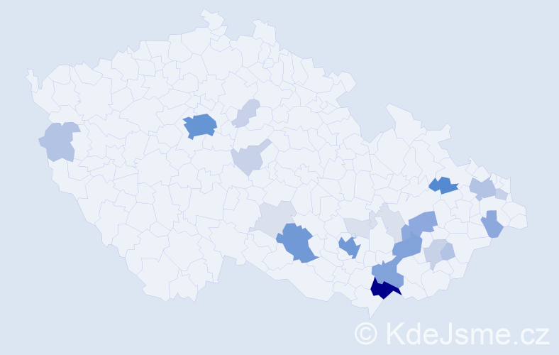 Příjmení: 'Kopl', počet výskytů 106 v celé ČR
