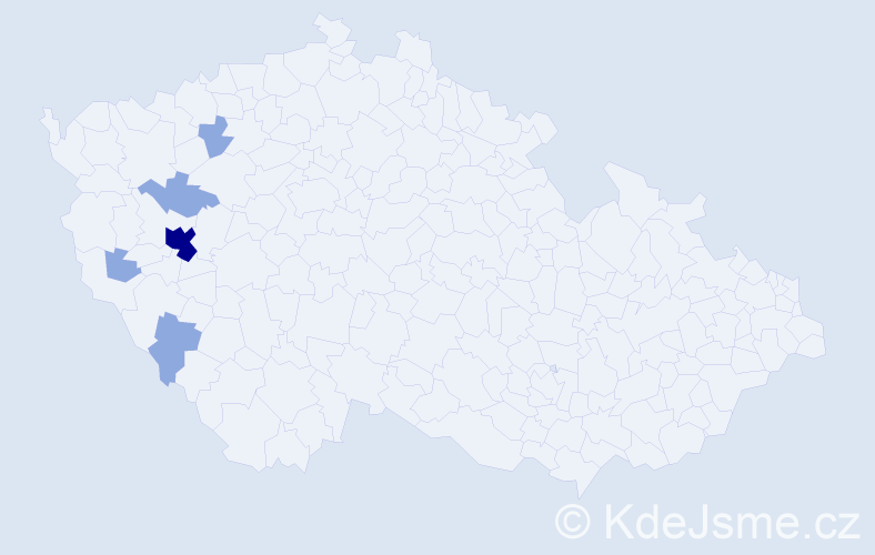Příjmení: 'Mejcharová', počet výskytů 9 v celé ČR