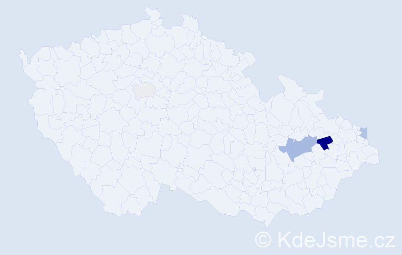 Příjmení: 'Pulkart', počet výskytů 6 v celé ČR