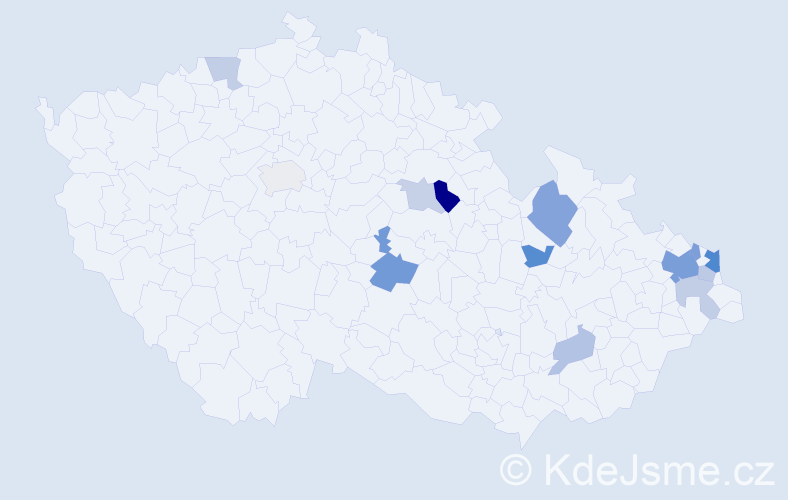 Příjmení: 'Badžgoň', počet výskytů 25 v celé ČR
