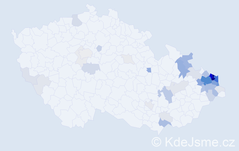 Příjmení: 'Kempný', počet výskytů 195 v celé ČR