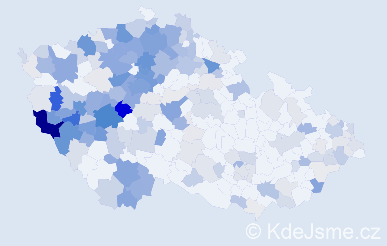 Příjmení: 'Kaiser', počet výskytů 872 v celé ČR