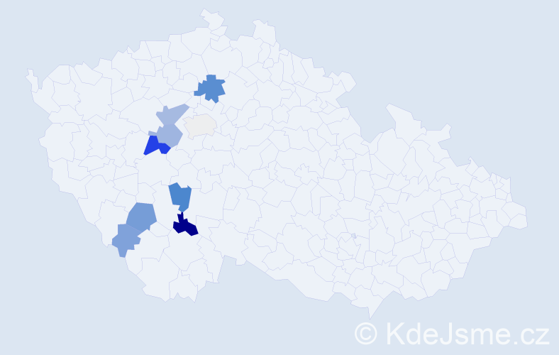 Příjmení: 'Kluiber', počet výskytů 23 v celé ČR