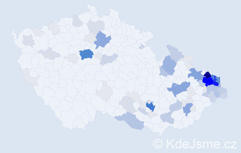 Příjmení: 'Kania', počet výskytů 345 v celé ČR