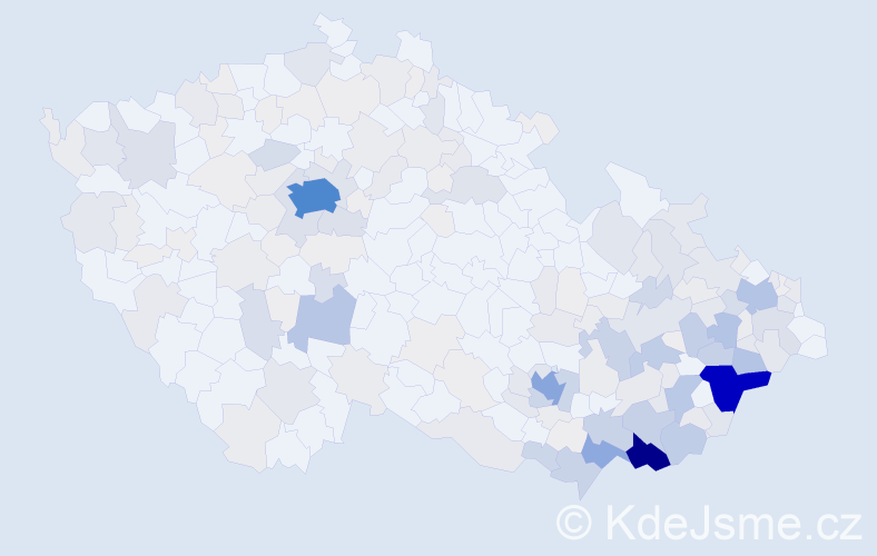 Příjmení: 'Maňák', počet výskytů 976 v celé ČR