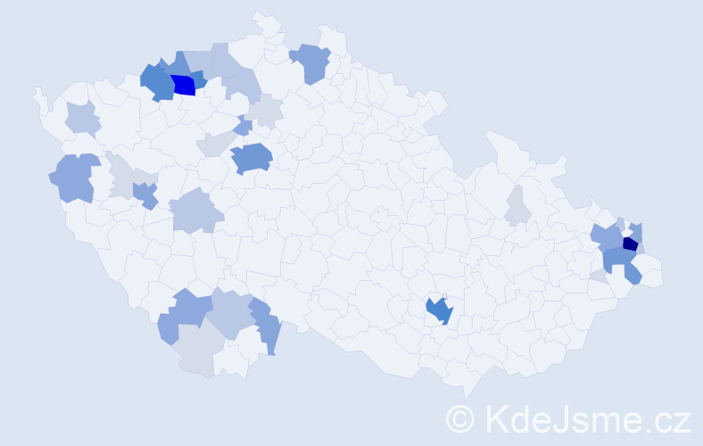 Příjmení: 'Tonková', počet výskytů 127 v celé ČR