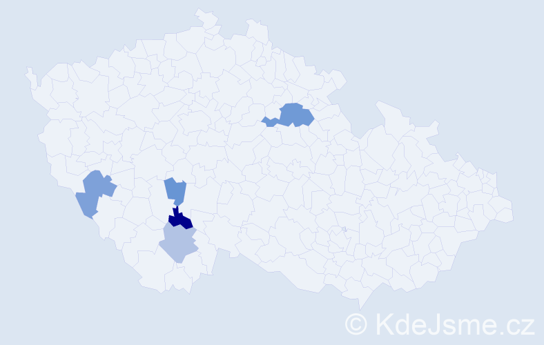 Příjmení: 'Hybšman', počet výskytů 12 v celé ČR