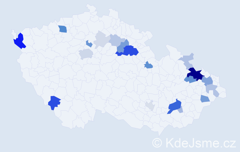Příjmení: 'Francková', počet výskytů 84 v celé ČR