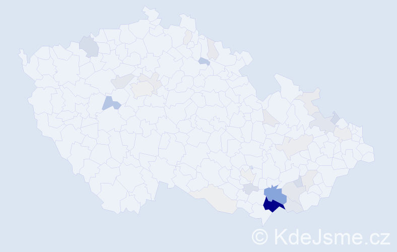 Příjmení: 'Kordula', počet výskytů 168 v celé ČR