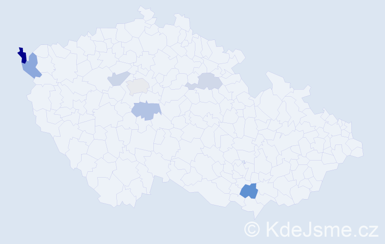 Příjmení: 'Hemplová', počet výskytů 21 v celé ČR
