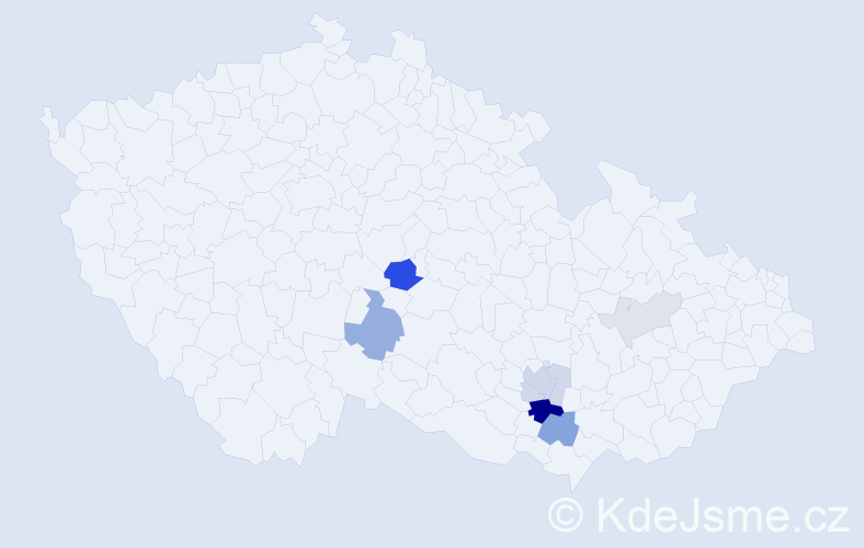 Příjmení: 'Lajkeb', počet výskytů 20 v celé ČR
