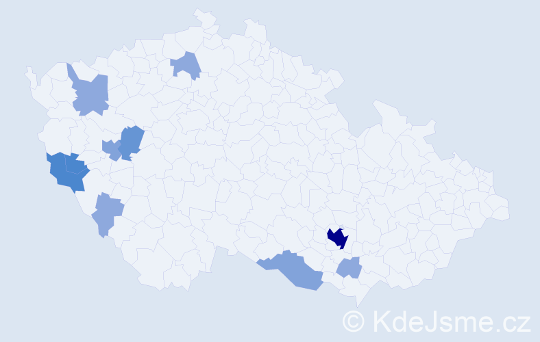 Příjmení: 'Mühlbacher', počet výskytů 27 v celé ČR