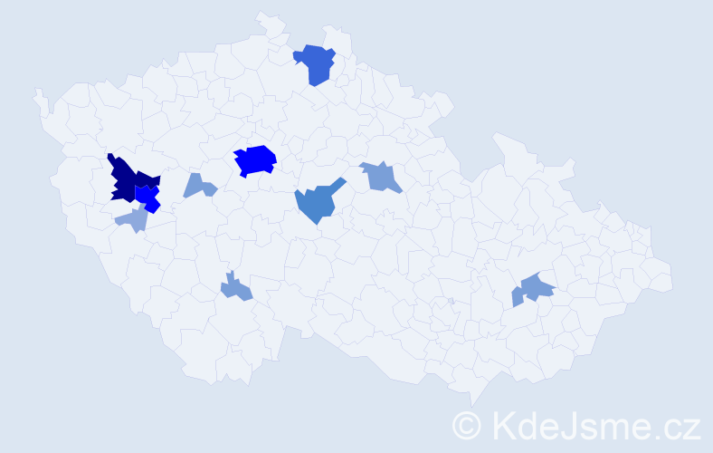 Příjmení: 'Hečlová', počet výskytů 33 v celé ČR