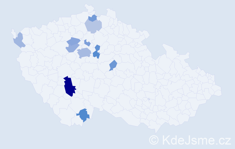 Příjmení: 'Koštel', počet výskytů 29 v celé ČR