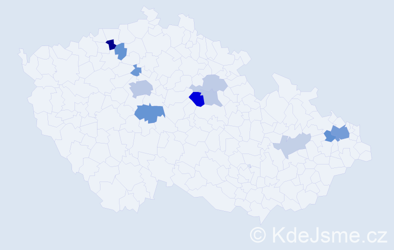 Příjmení: 'Galamb', počet výskytů 25 v celé ČR