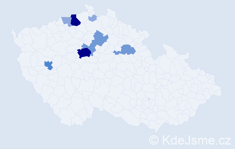 Příjmení: 'Vitvera', počet výskytů 23 v celé ČR