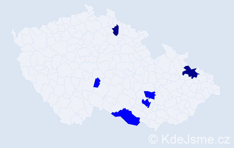 Příjmení: 'Beiglová', počet výskytů 8 v celé ČR