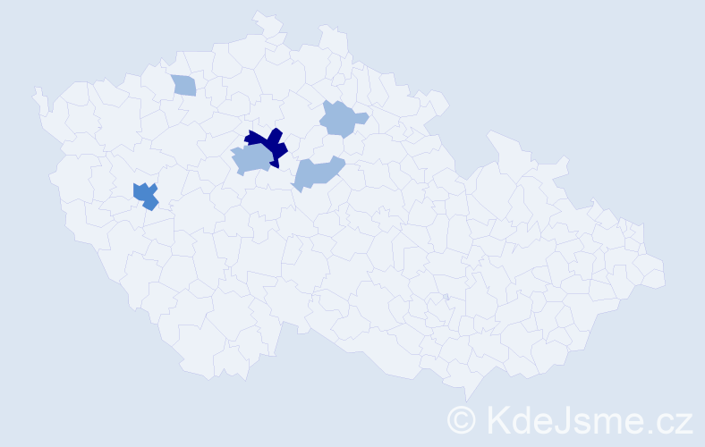 Příjmení: 'Ábrahám', počet výskytů 10 v celé ČR
