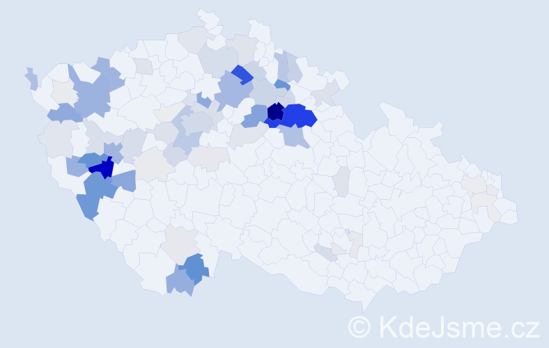 Příjmení: 'Česáková', počet výskytů 294 v celé ČR