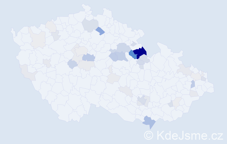 Příjmení: 'Hostinská', počet výskytů 167 v celé ČR