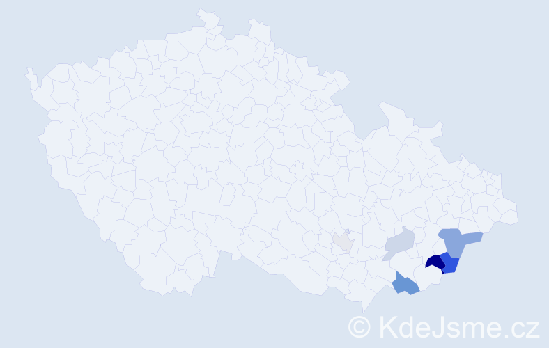 Příjmení: 'Koncer', počet výskytů 15 v celé ČR