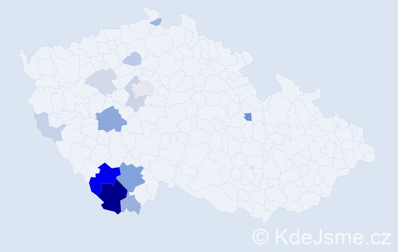 Příjmení: 'Winzigová', počet výskytů 45 v celé ČR