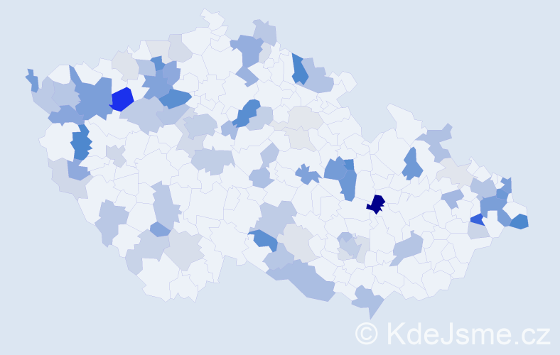 Příjmení: 'Bednárová', počet výskytů 213 v celé ČR