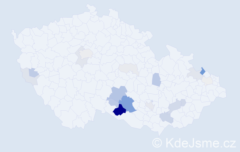 Příjmení: 'Bulička', počet výskytů 69 v celé ČR