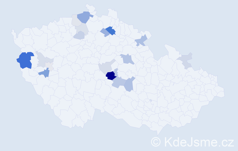 Příjmení: 'Kukeňová', počet výskytů 46 v celé ČR