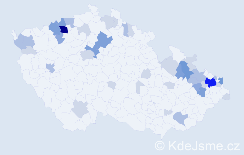 Příjmení: 'Brisudová', počet výskytů 102 v celé ČR
