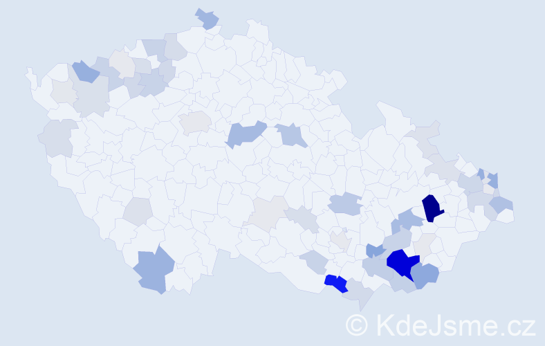 Příjmení: 'Červenáková', počet výskytů 181 v celé ČR