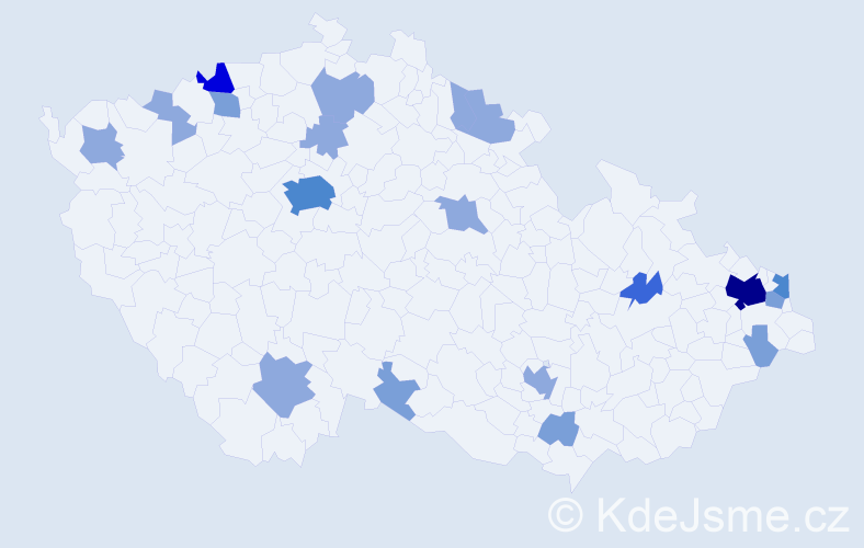 Příjmení: 'Spustová', počet výskytů 42 v celé ČR