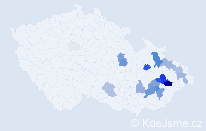 Příjmení: 'Čepica', počet výskytů 62 v celé ČR