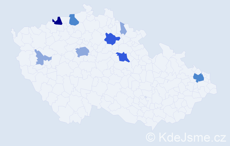 Příjmení: 'Hitka', počet výskytů 18 v celé ČR