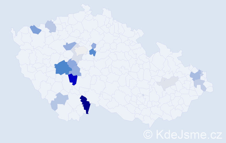 Příjmení: 'Palusová', počet výskytů 46 v celé ČR