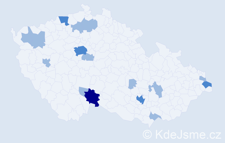 Příjmení: 'Novaková', počet výskytů 24 v celé ČR