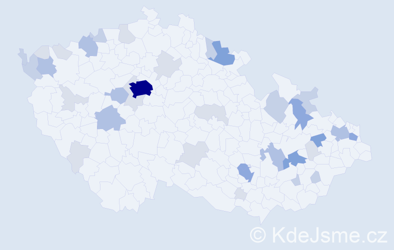 Příjmení: 'Bálint', počet výskytů 102 v celé ČR