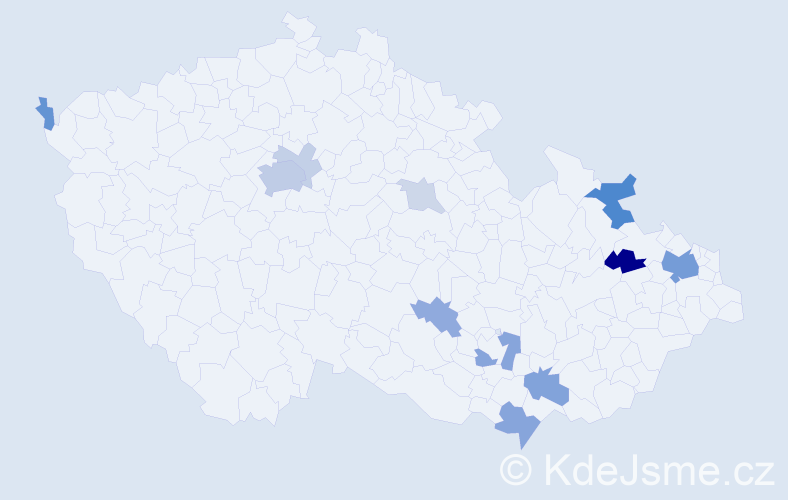 Příjmení: 'Vadasová', počet výskytů 34 v celé ČR