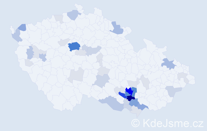 Příjmení: 'Cetl', počet výskytů 158 v celé ČR