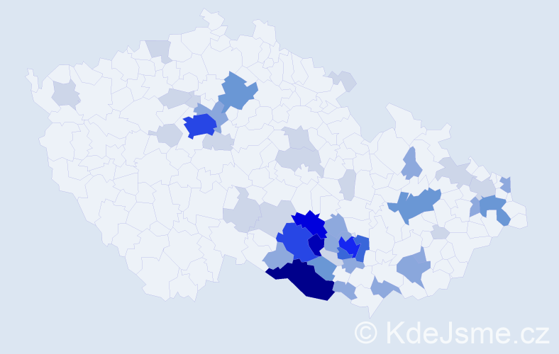 Příjmení: 'Kavalec', počet výskytů 140 v celé ČR