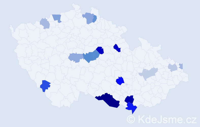 Příjmení: 'Ptačovská', počet výskytů 36 v celé ČR