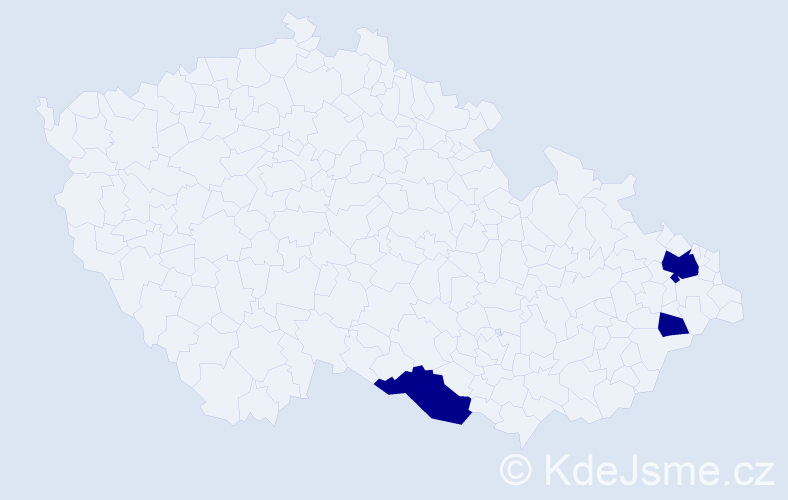 Příjmení: 'Kvača', počet výskytů 6 v celé ČR