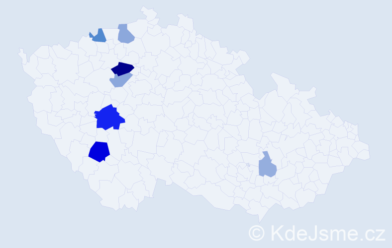 Příjmení: 'Nosákovec', počet výskytů 20 v celé ČR