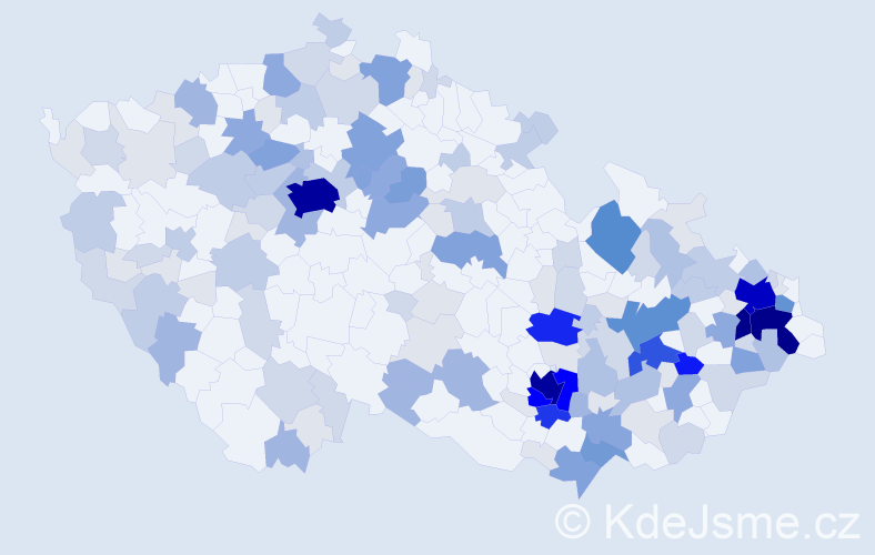 Příjmení: 'Janek', počet výskytů 597 v celé ČR